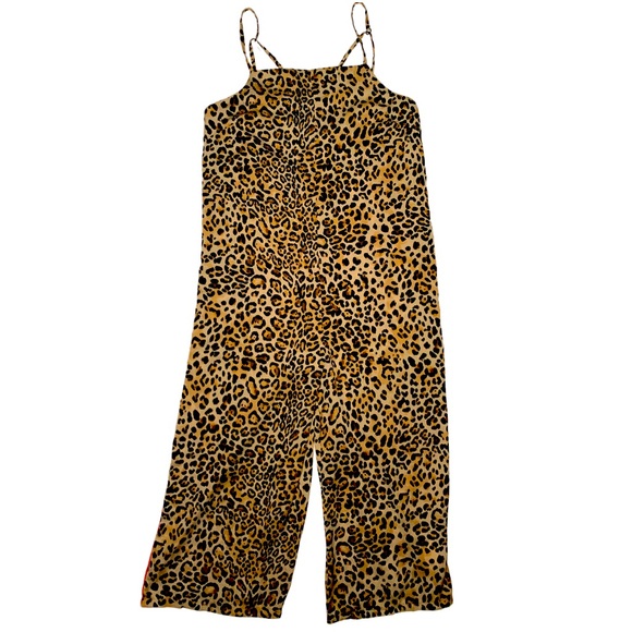 Leopard Print Jumpsuit Topshop Wide Leg Cropped with Red Stripe Sides - Picture 5 of 17